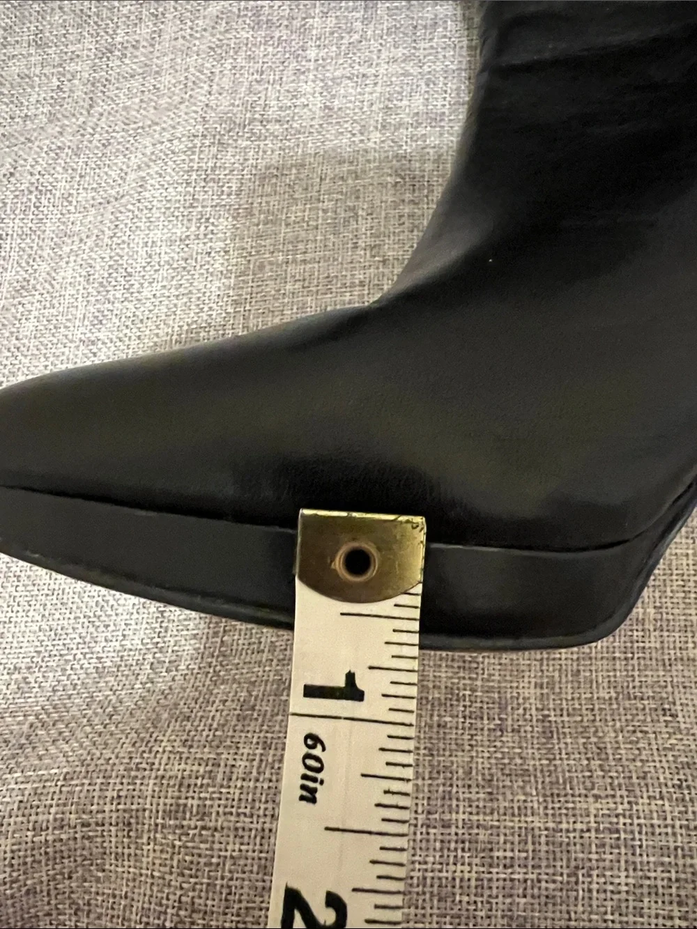 Audrey Brooke Black Leather High Heel Boots - Picture 10 of 10